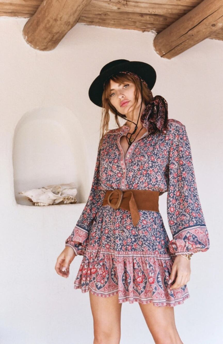 NWT Spell & The Gypsy Jasmine Playdress Navy Floral Dress Size Large